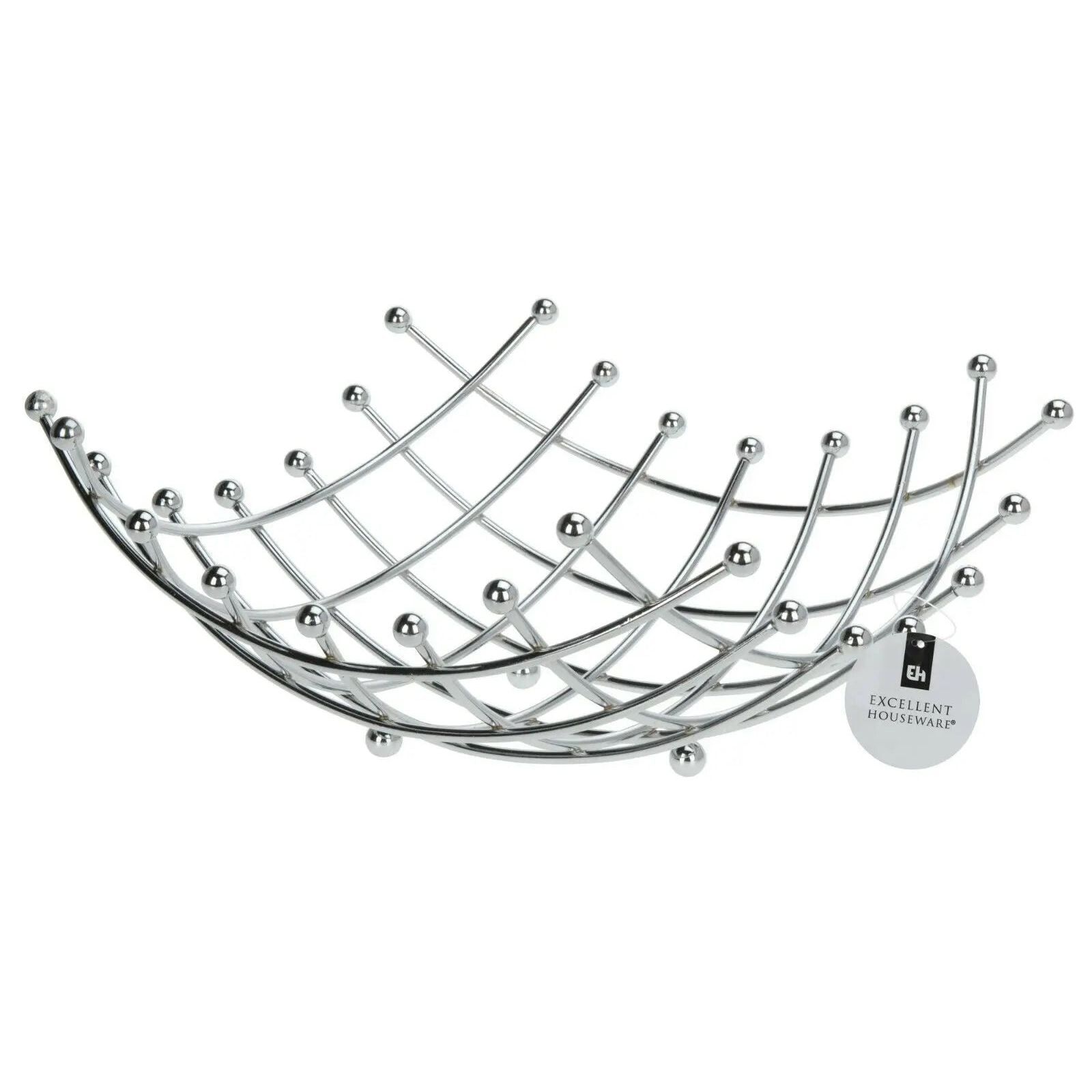 Obstschale 30x30 cm Metall silber Chrom Korb Obstkorb Gitter Ablagekorb Schale