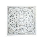 Wandornament Holz weiß 40 x 40 cm shabby Landhaus Ornament Holzornament Holzbild