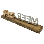 Schriftzug MEER-Zeit Dekoschriftzug Mangoholz Metall Holz Braun Silber Deko 30cm