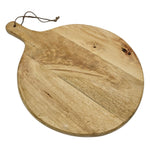 Serviertablett rund mit Griff Mangoholz 30 cm Dekotablett Schneidebrett