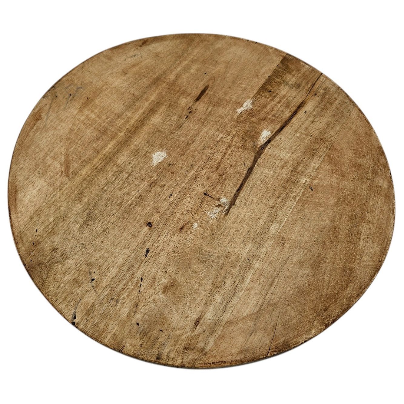 Servierplatte Dekoteller Mangoholz Kerzenbrett rund Holz braun Metall Fuß B-WARE