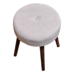 Hocker Fußhocker Polsterhocker Cord Holzbeine Sitzhocker rund beige 35x45 cm