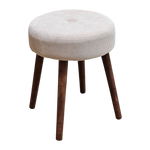 Hocker Fußhocker Polsterhocker Cord Holzbeine Sitzhocker rund beige 35x45 cm