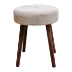 Hocker Fußhocker Polsterhocker Cord Holzbeine Sitzhocker rund beige 35x45 cm