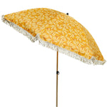 Sonnenschirm Strandschirm Schirm UV Schutz mit Tasche Fransen Gelb Ø 170 cm