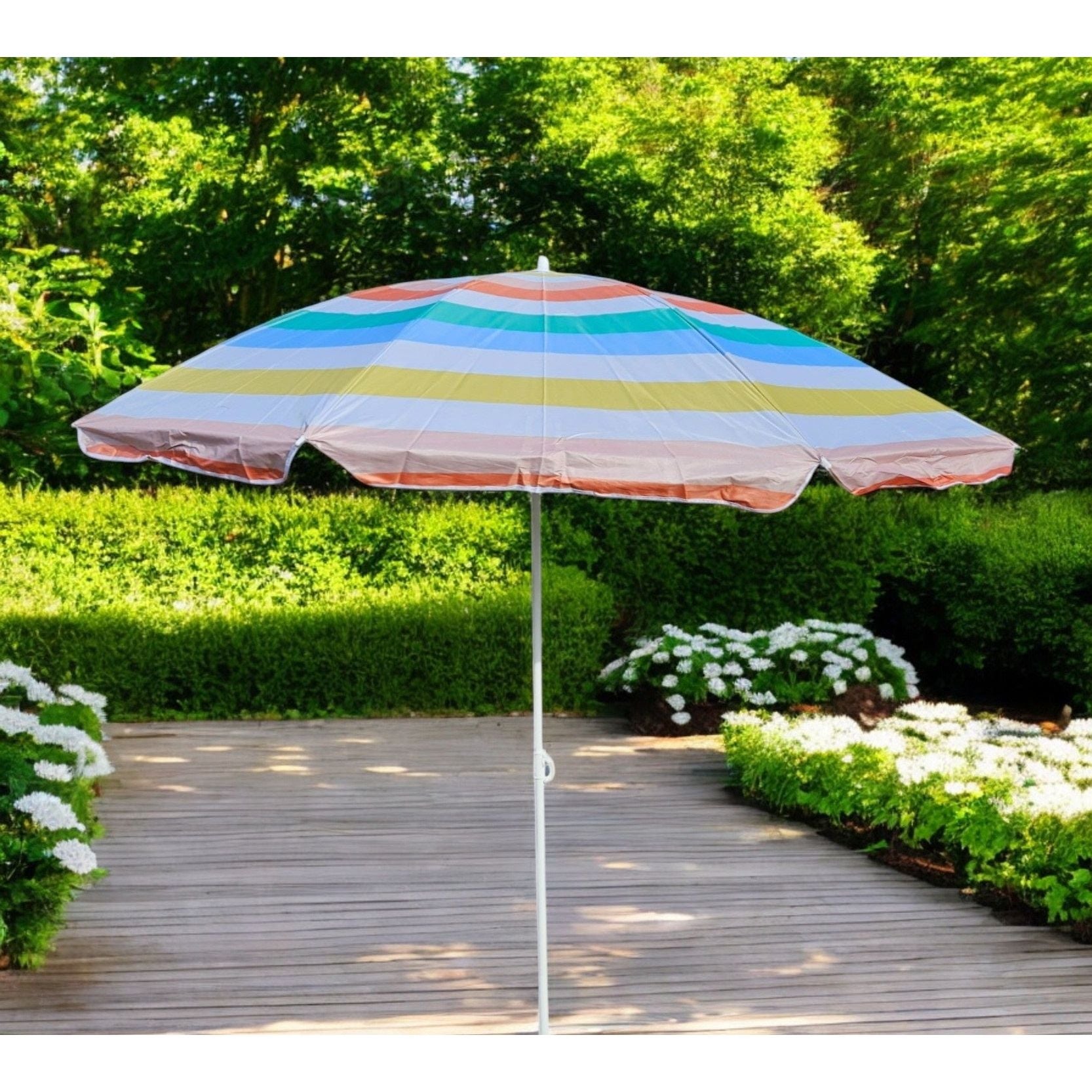 Sonnenschirm Strandschirm Balkonschirm UV Schutz 30+ gestreift 155 cm bunt
