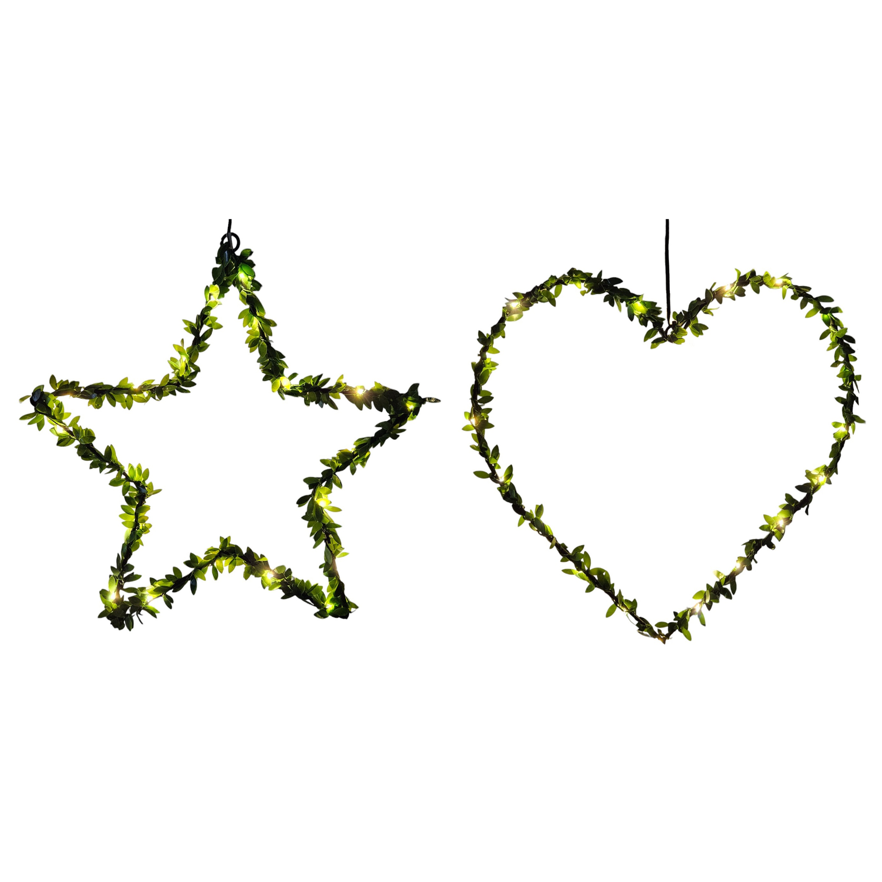 Herz Stern Fenster LED Silhouette Warmweiß Weihnachtsbeleuchtung 30cm Deko grün