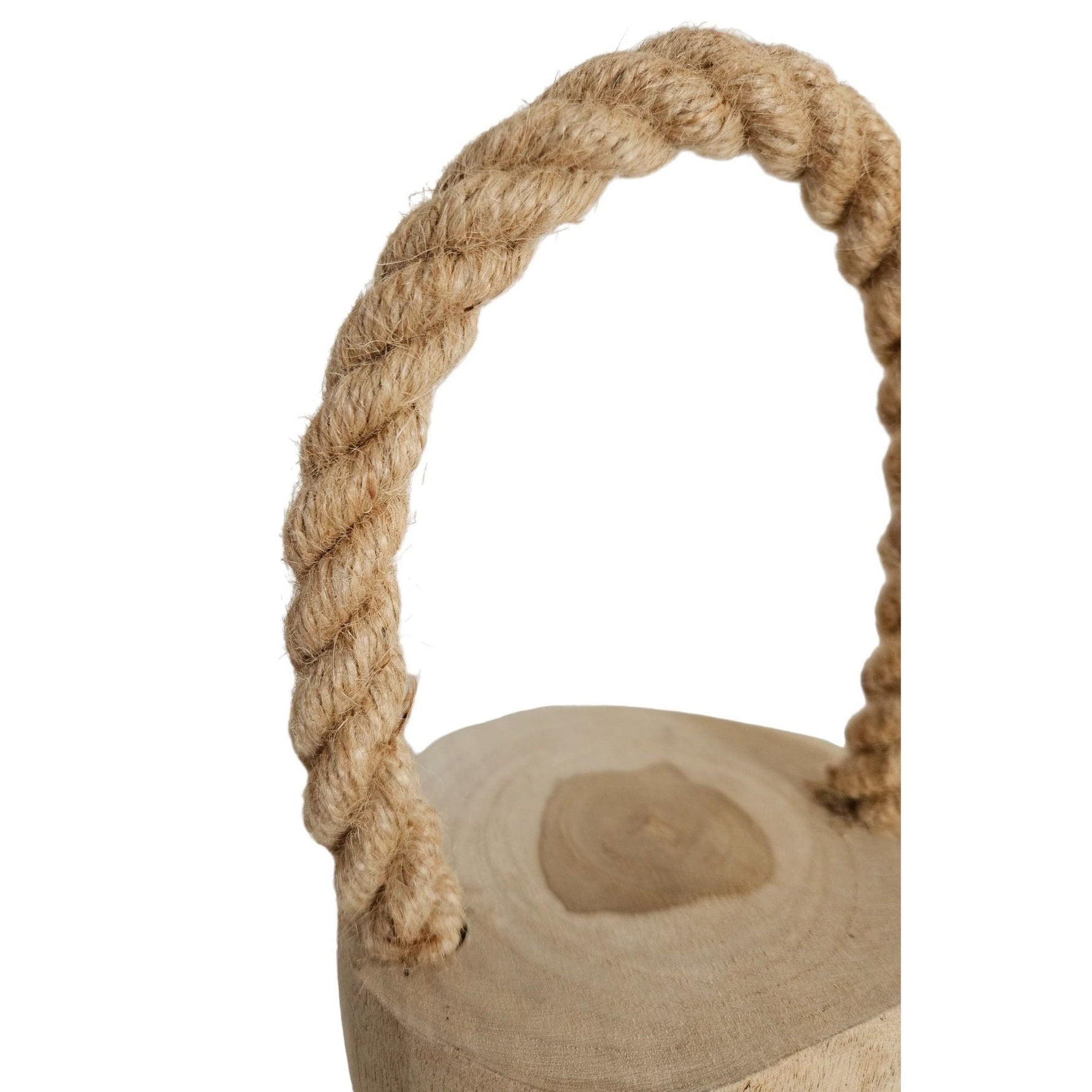 Türstopper Teakholz Boden Türpuffer Holzstamm Holz Kordelgriff Natur Ø 13 cm
