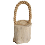 Türstopper Teakholz Boden Türpuffer Holzstamm Holz Kordelgriff Natur Ø 13 cm