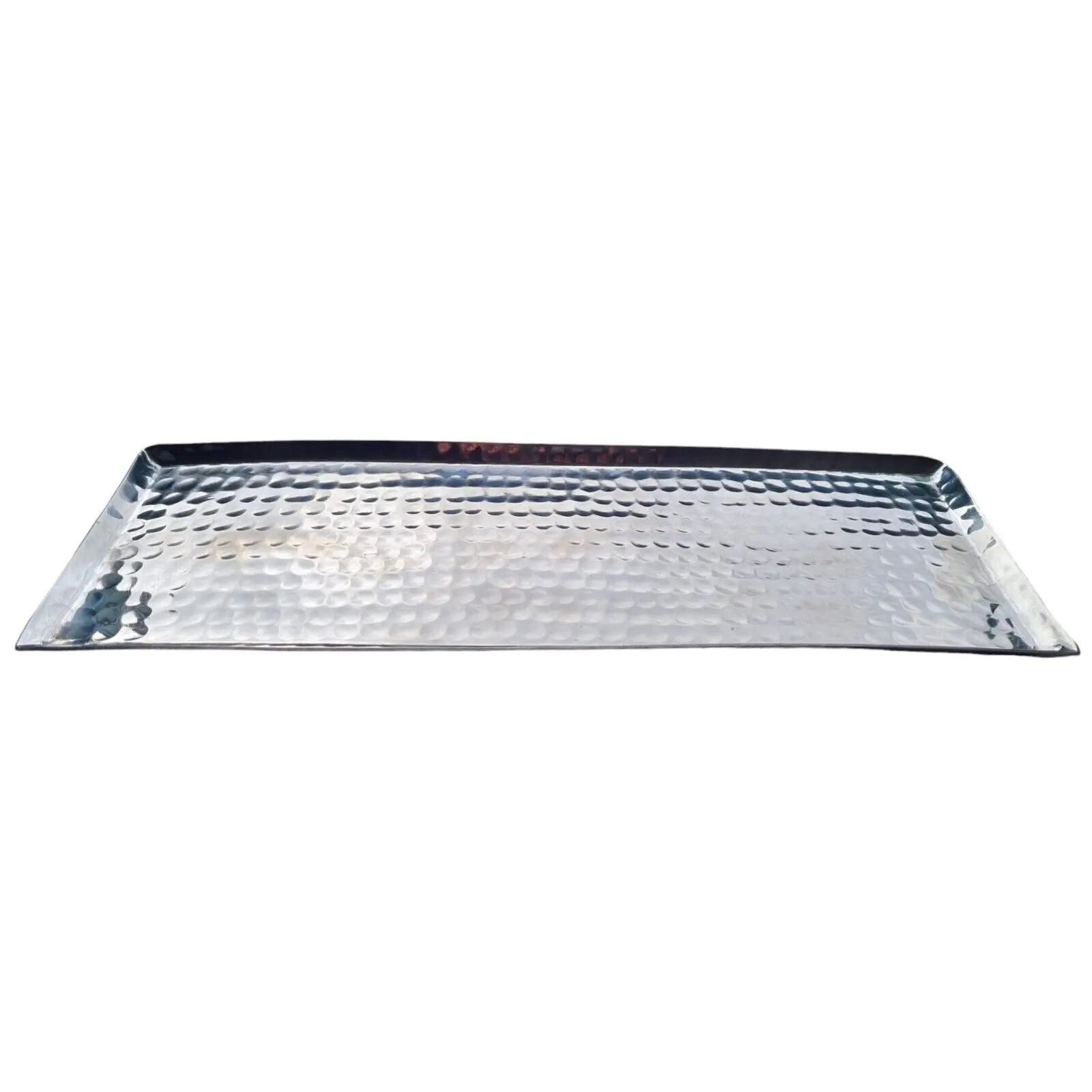 Tablett silber Metall Hammerschlag Deko modern Metalltablett 45x15 cm B-WARE