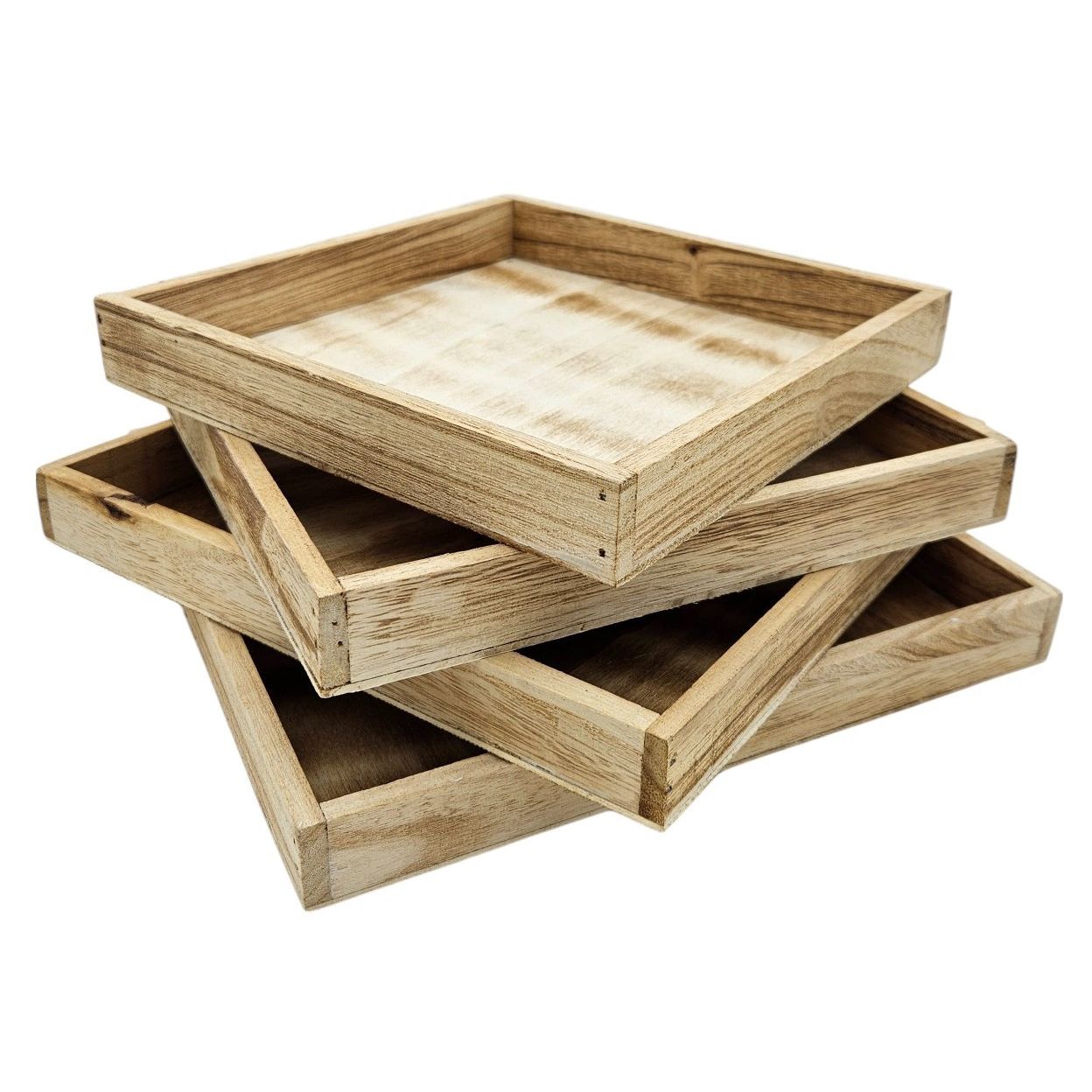 Tablett Holztablett 26x26 braun Natur Dekotablett rechteckig Kerzentablett