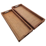 Tablett Dekotablett Serviertablett groß 2er SET B-Ware Holz braun Kerzentablett