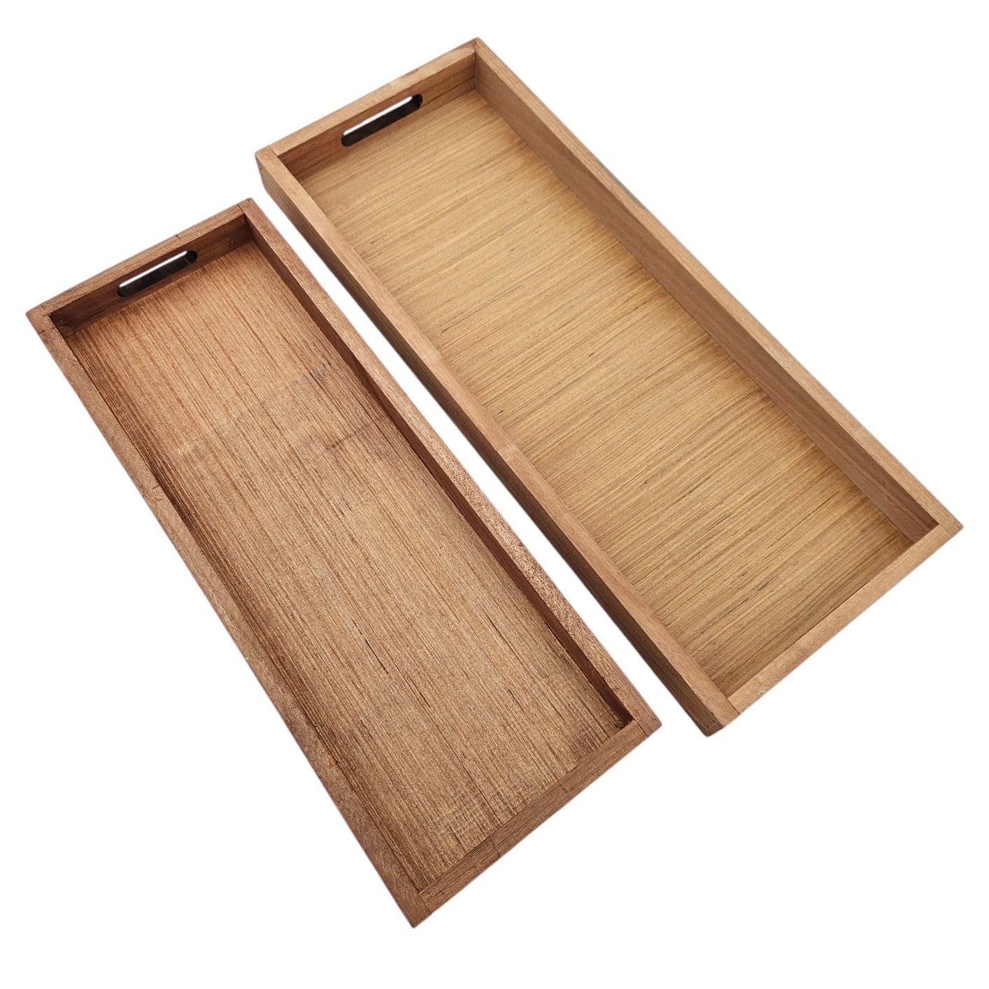 Tablett Dekotablett Serviertablett groß 2er SET B-Ware Holz braun Kerzentablett