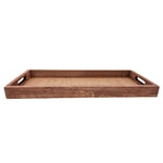 Tablett Dekotablett Serviertablett groß 2er SET B-Ware Holz braun Kerzentablett