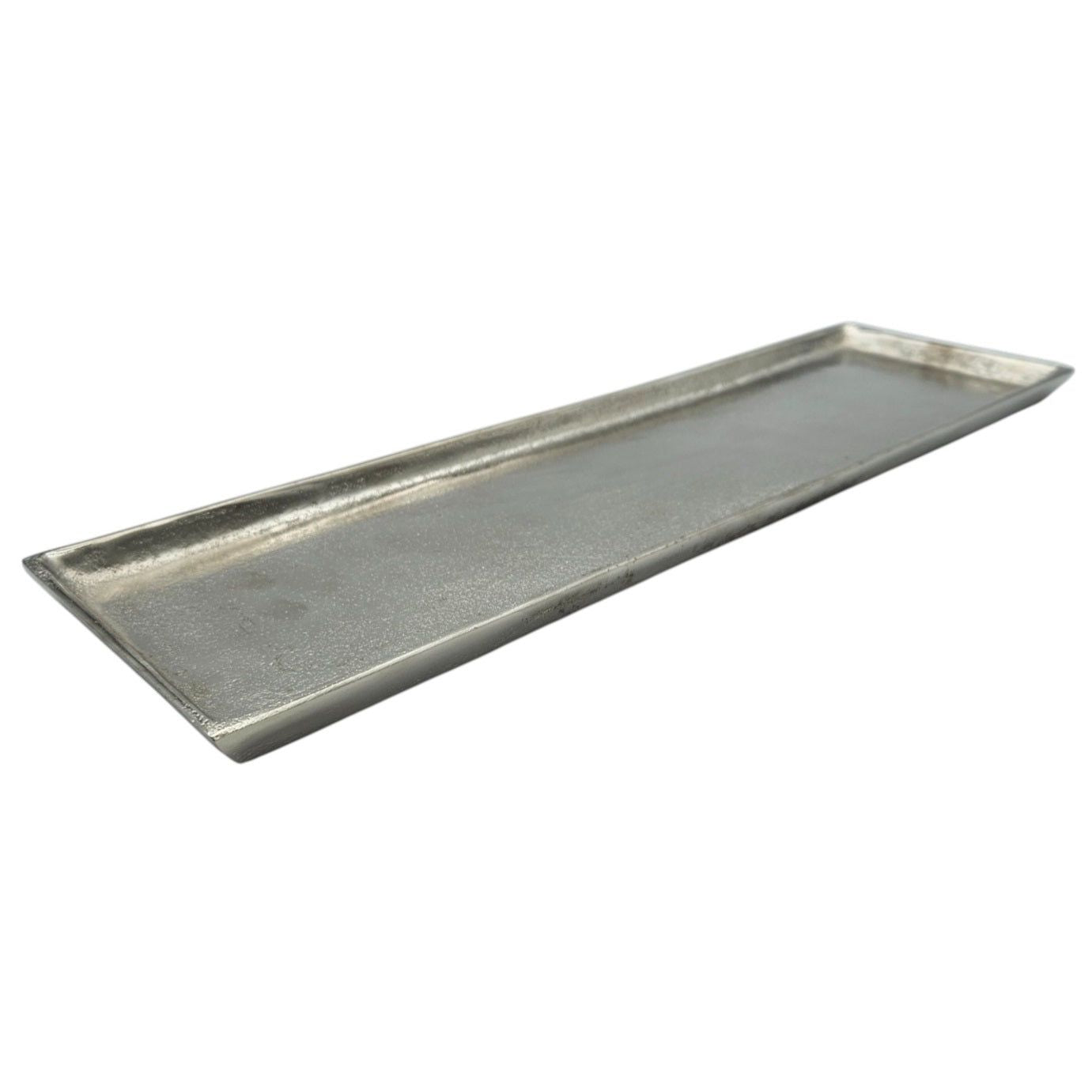 Tablett Deko Metall 44x13 cm silber Kerzentablett Dekotablett Dekoschale rechteckig