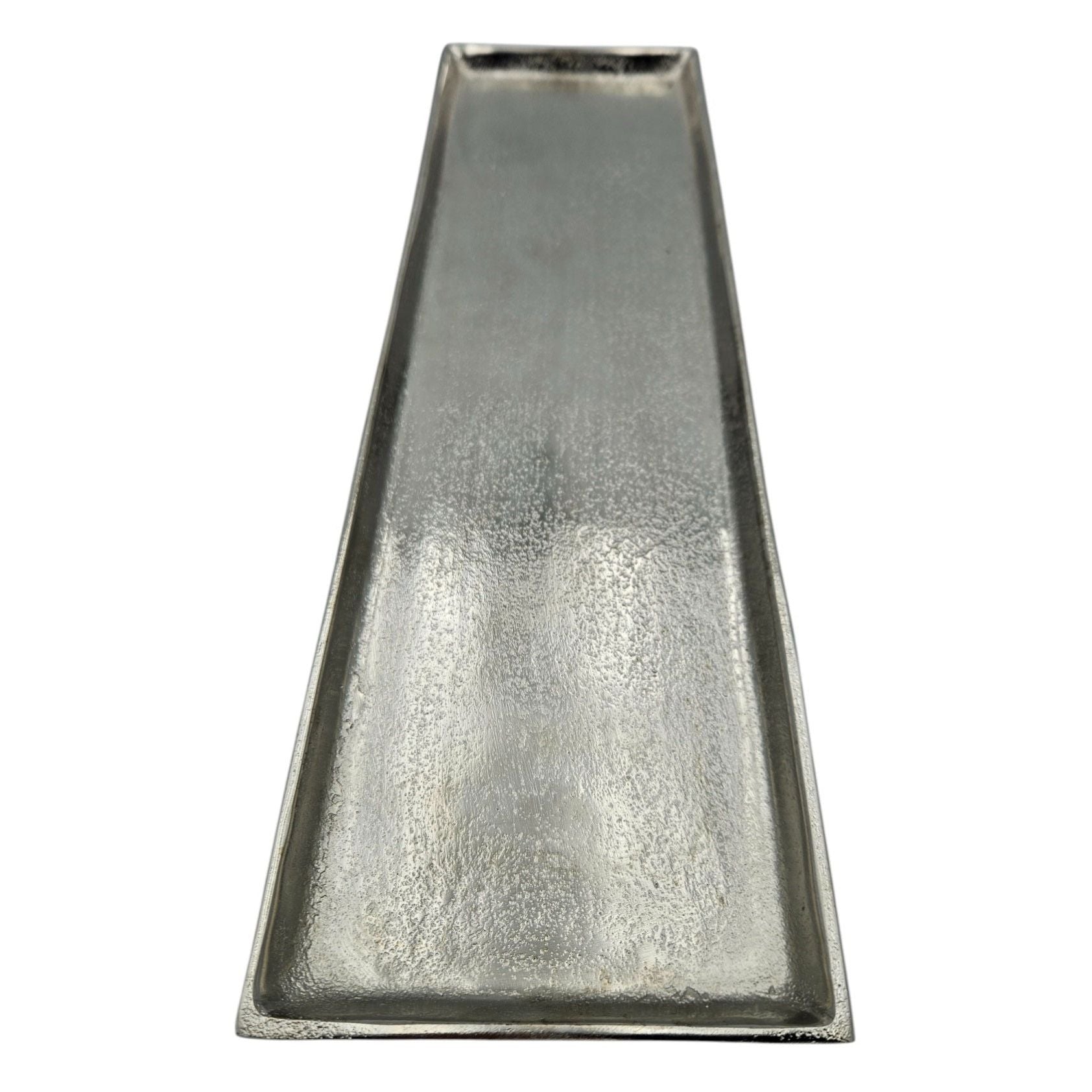 Tablett Deko Metall 44x13 cm silber Kerzentablett Dekotablett Dekoschale rechteckig