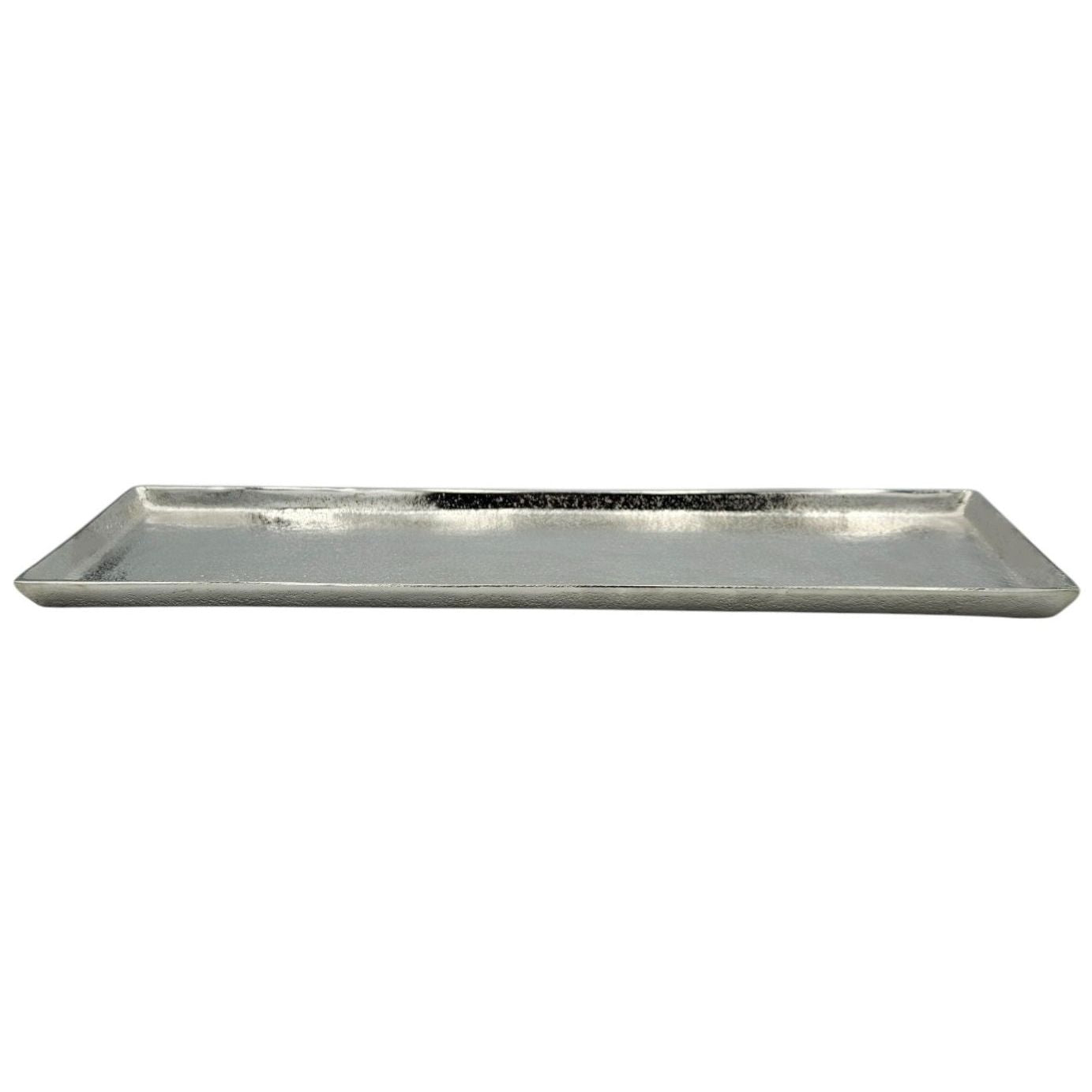 Tablett Deko Metall 44x13 cm silber Kerzentablett Dekotablett Dekoschale rechteckig