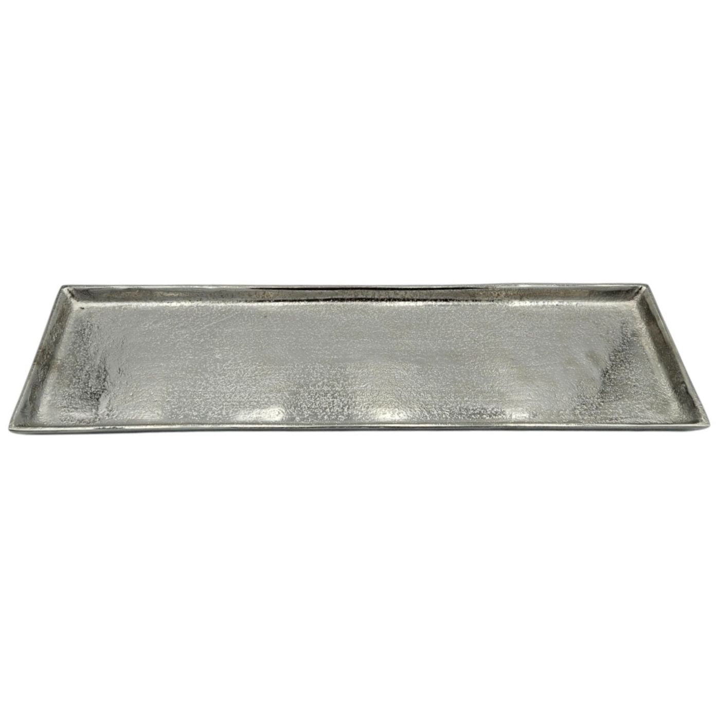 Tablett Deko Metall 44x13 cm silber Kerzentablett Dekotablett Dekoschale rechteckig