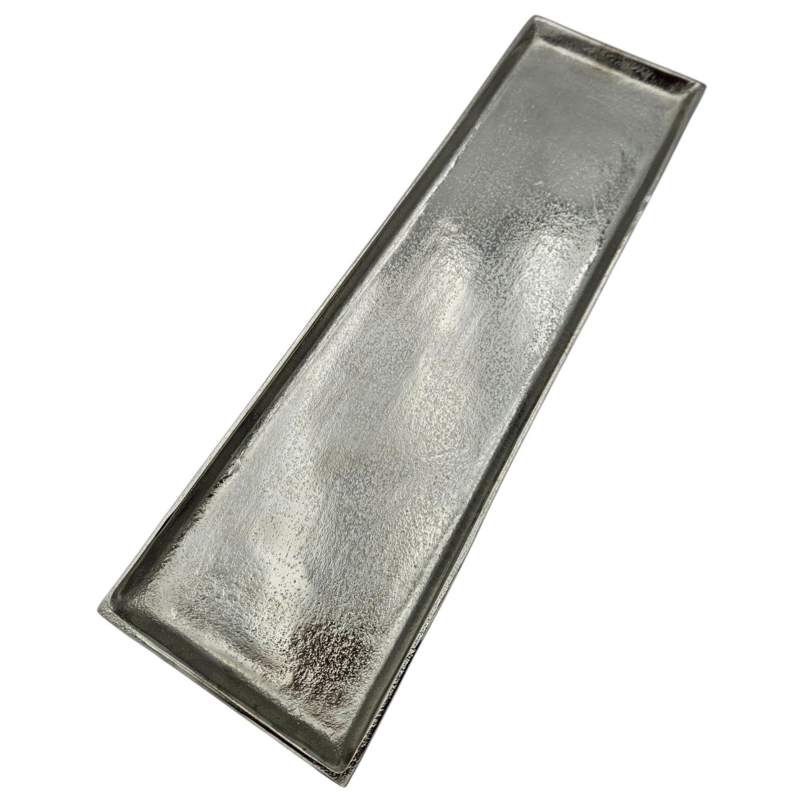Tablett Deko Metall 44x13 cm silber Kerzentablett Dekotablett Dekoschale rechteckig