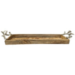 Tablett Mangoholz langes Tablett Kerzentablett Serviertablett 68 cm Holz