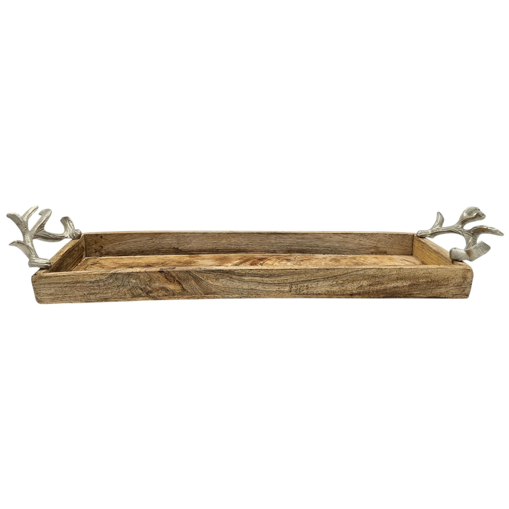 Tablett Mangoholz langes Tablett Kerzentablett Serviertablett 68 cm Holz