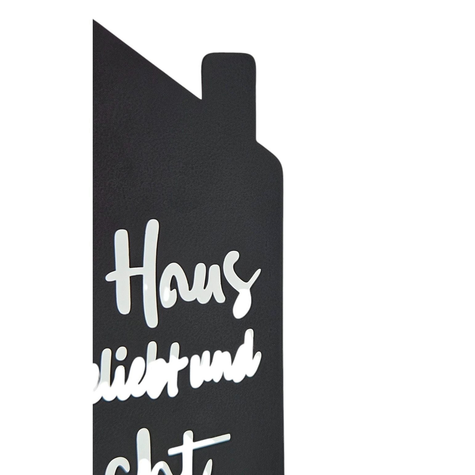 Teelichthalter Haus schwarz 2er Set Kerzenhalter Metall Zuhause Sprüche