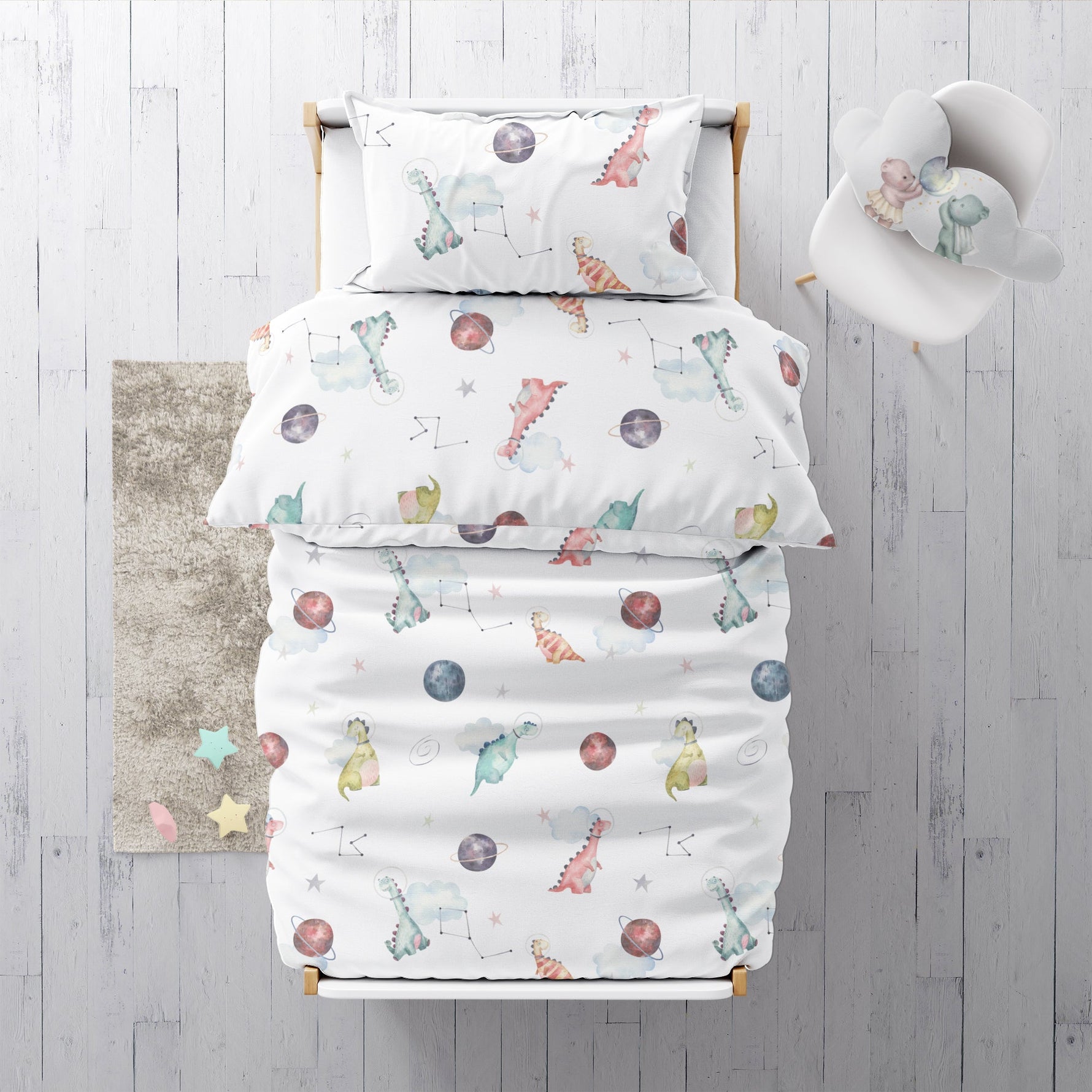 "Dino Galaxy" Premium Kinderbettwäsche
