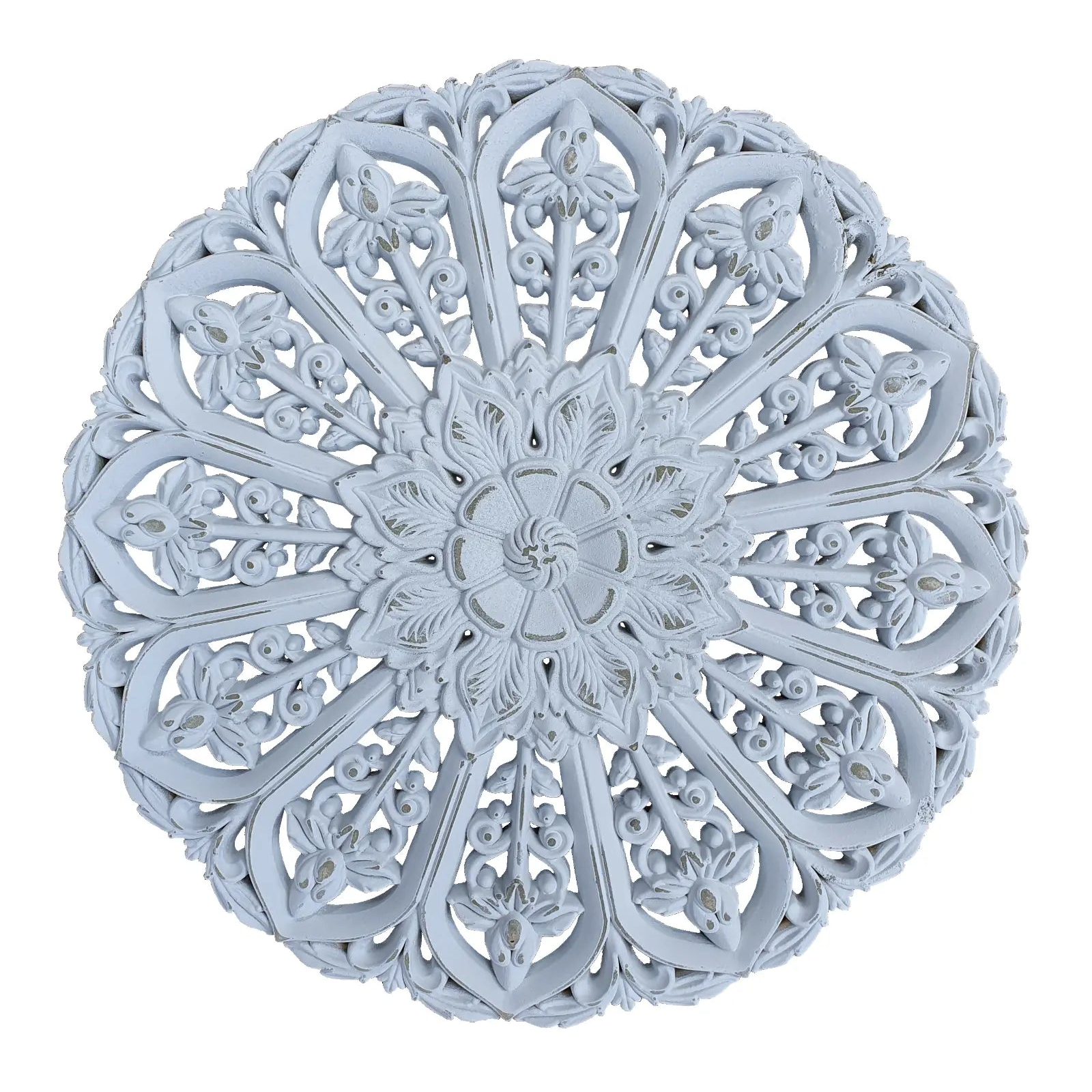 Wandornament LILLY weiß shabby rund Ornament Holzbild Wanddeko Holzornament Ø 40 cm