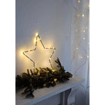 Stern LED warmweiß Weihnachtsstern Metall schwarz Metallstern Batterie Timer Ø 30 cm