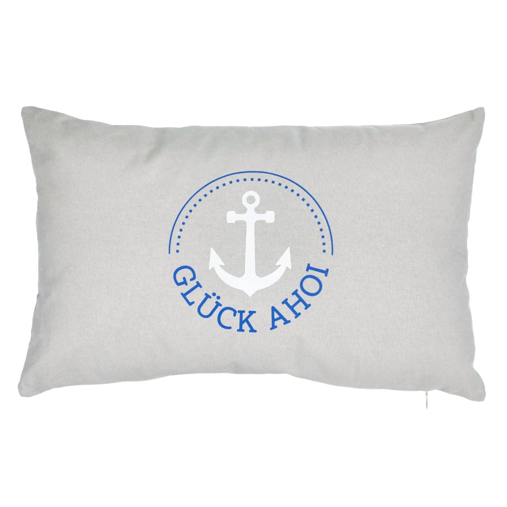 Kissen Dekokissen grau Maritim mit Füllung 47x28 cm Ahoi Hafen Zierkissen Boot Anker