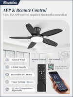 Forty Two Inch Black Low Profile Ceiling Fan With LED Control