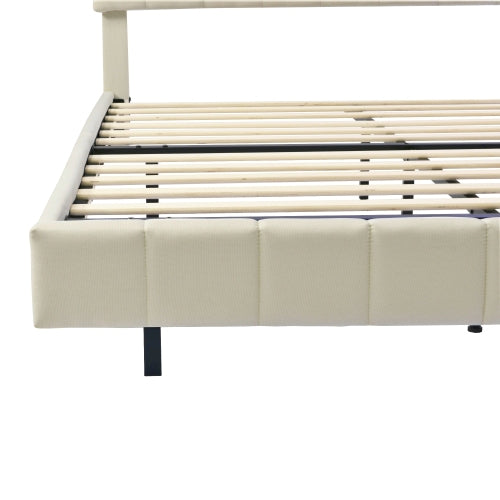 MainMall Doppelbett mit Leinenbezug