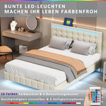 MainMall Doppelbett mit Leinenbezug