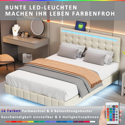 MainMall Doppelbett mit Leinenbezug