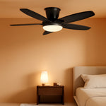 Forty Two Inch Black Low Profile Ceiling Fan With LED Control
