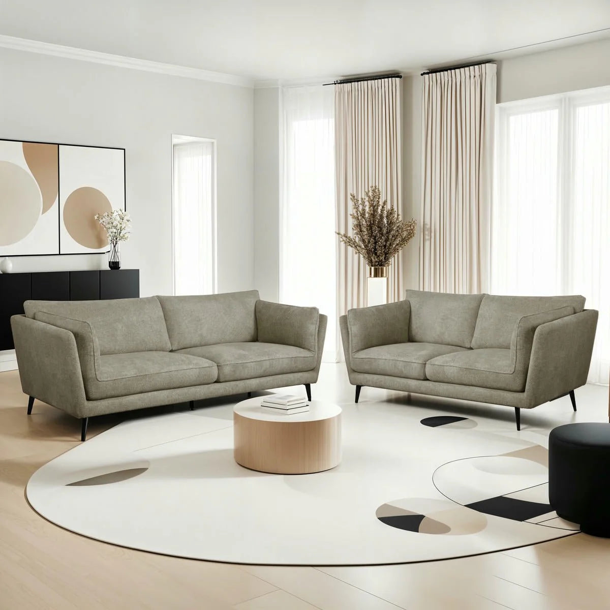 FURNHOUSE Bari 2-Sitzer Sofa - Stoffbezug Beige