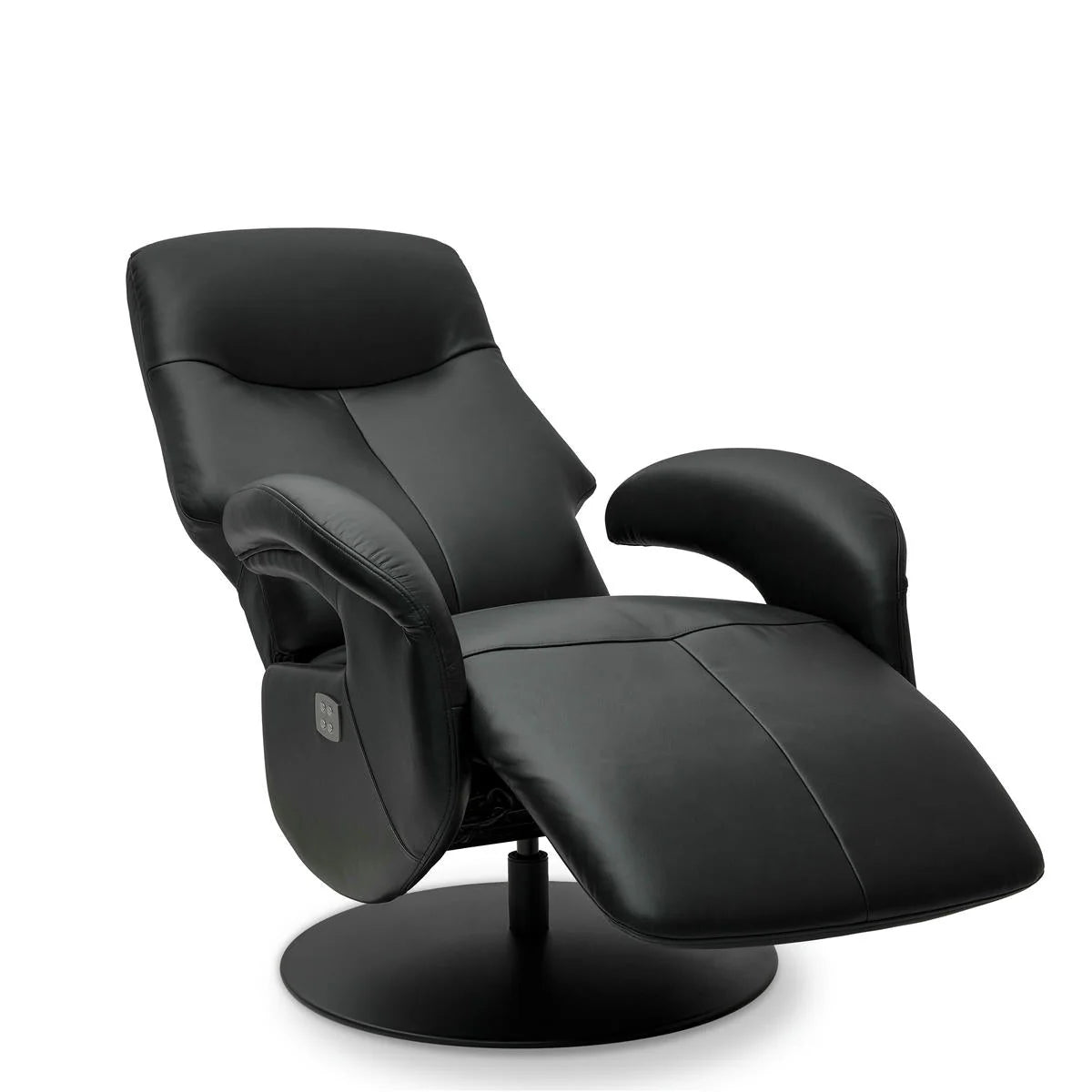 FURNHOUSE Bull Elektrischer Relaxsessel - Echtleder Schwarz