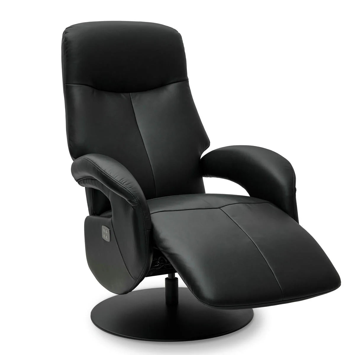 FURNHOUSE Bull Elektrischer Relaxsessel - Echtleder Schwarz