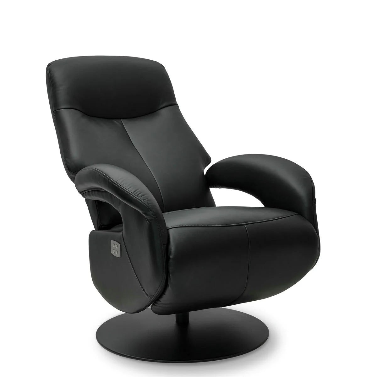 FURNHOUSE Bull Elektrischer Relaxsessel - Echtleder Schwarz
