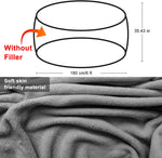 MainMall Sitzsack-Bezug – nur Bezug, kein gefüllter Sitzsack, großer runder, weicher & flauschiger PV-Velours Sofa-/Sofabett-Bezug, Wohnzimmermöbel, Lazy-Sofa-Bezug, 5 ft, Schnee-Grau