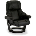 FURNHOUSE Crown Manueller Relaxsessel mit Fußhocker - Echtleder/PVC Schwarz