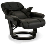 FURNHOUSE Crown Manueller Relaxsessel mit Fußhocker - Echtleder/PVC Schwarz