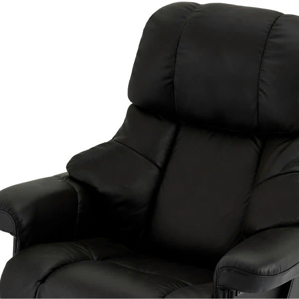FURNHOUSE Crown Manueller Relaxsessel mit Fußhocker - Echtleder/PVC Schwarz