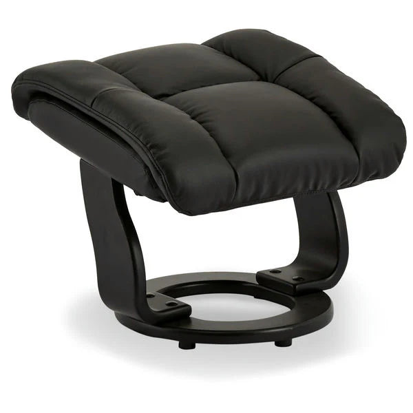 FURNHOUSE Crown Manueller Relaxsessel mit Fußhocker - Echtleder/PVC Schwarz