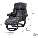FURNHOUSE Crown Manueller Relaxsessel mit Fußhocker - Echtleder/PVC Schwarz