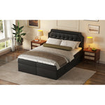 MainMall PU-Doppelbett mit Metallrahmen