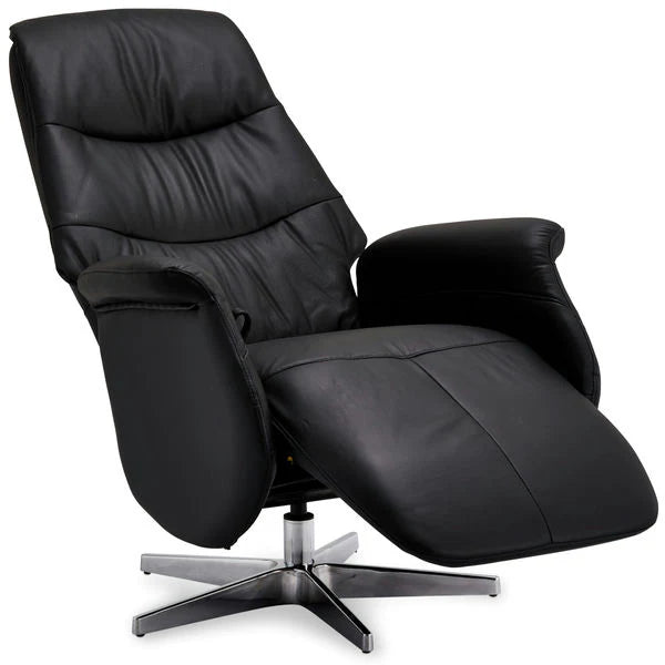 FURNHOUSE Delta Manueller Relaxsessel - Echtleder/PVC Schwarz
