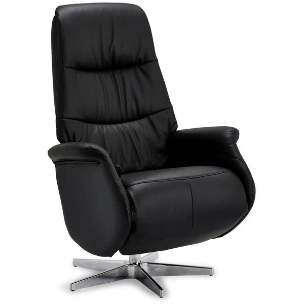 FURNHOUSE Delta Manueller Relaxsessel - Echtleder/PVC Schwarz
