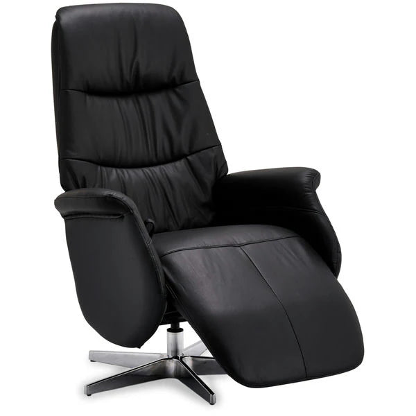 FURNHOUSE Delta Manueller Relaxsessel - Echtleder/PVC Schwarz