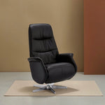 FURNHOUSE Delta Manueller Relaxsessel - Echtleder/PVC Schwarz